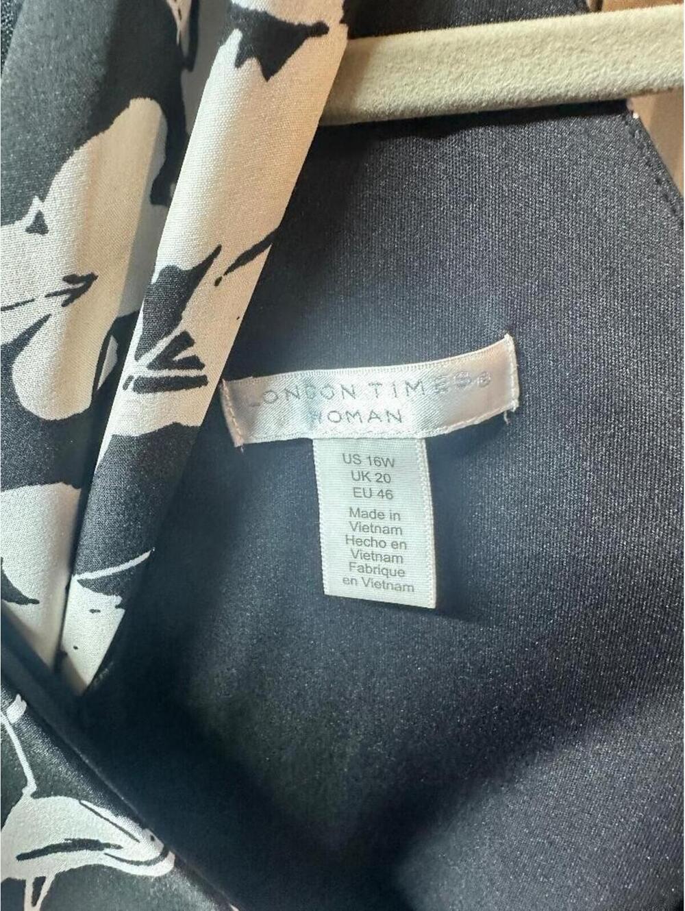 Donna Morgan / London Times Woman Black & White Floral Halter Maxi Dress SZ 16 - Picture 4 of 8